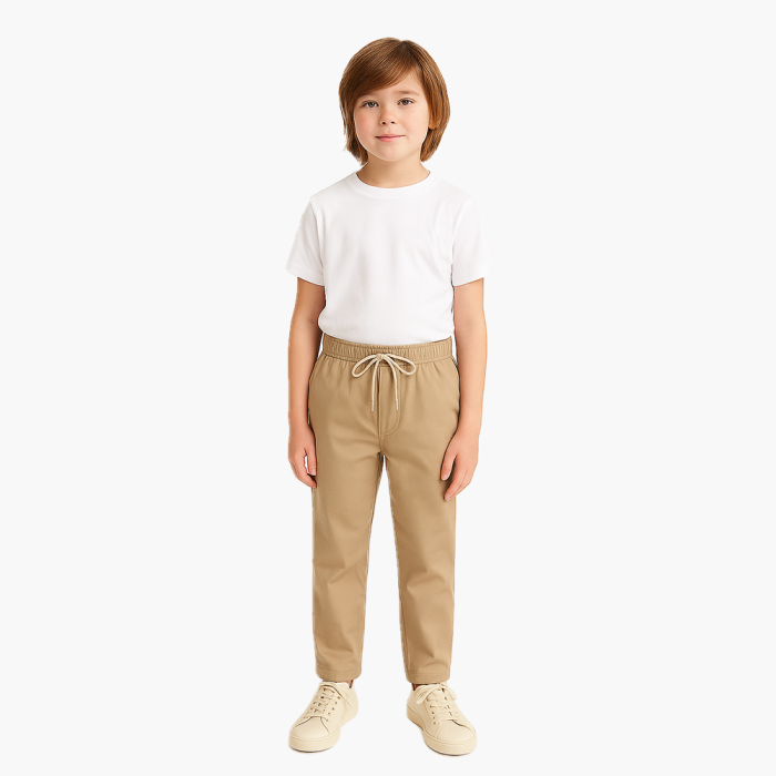 KHAKI STRAIGHT FIT COTTON TROUSER