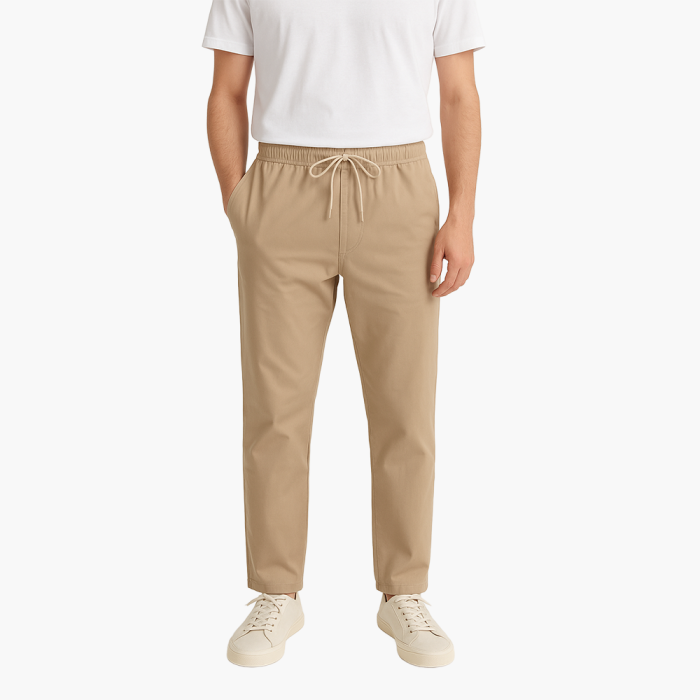 KHAKI STRAIGHT FIT COTTON TROUSER
