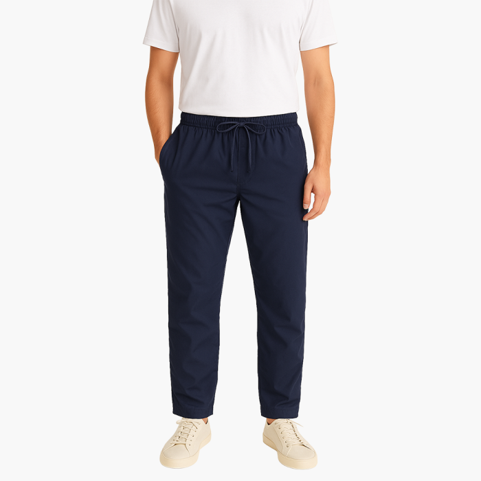 NAVY STRAIGHT FIT COTTON TROUSER