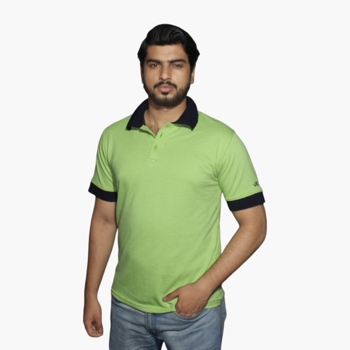 VIBRANT GREEN/NAVY CONTRAST POLO SHIRT