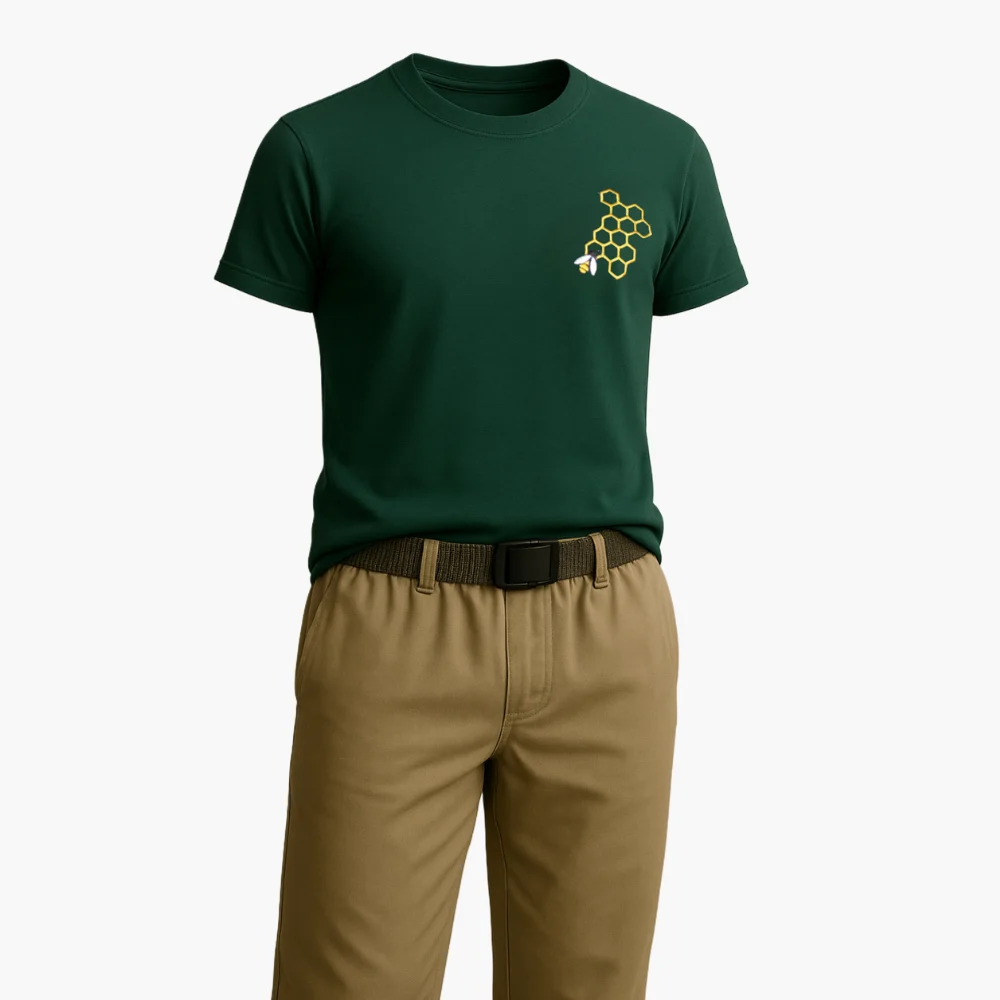 DARK GREEN REGULAR FIT EMBROIDERED T-SHIRT