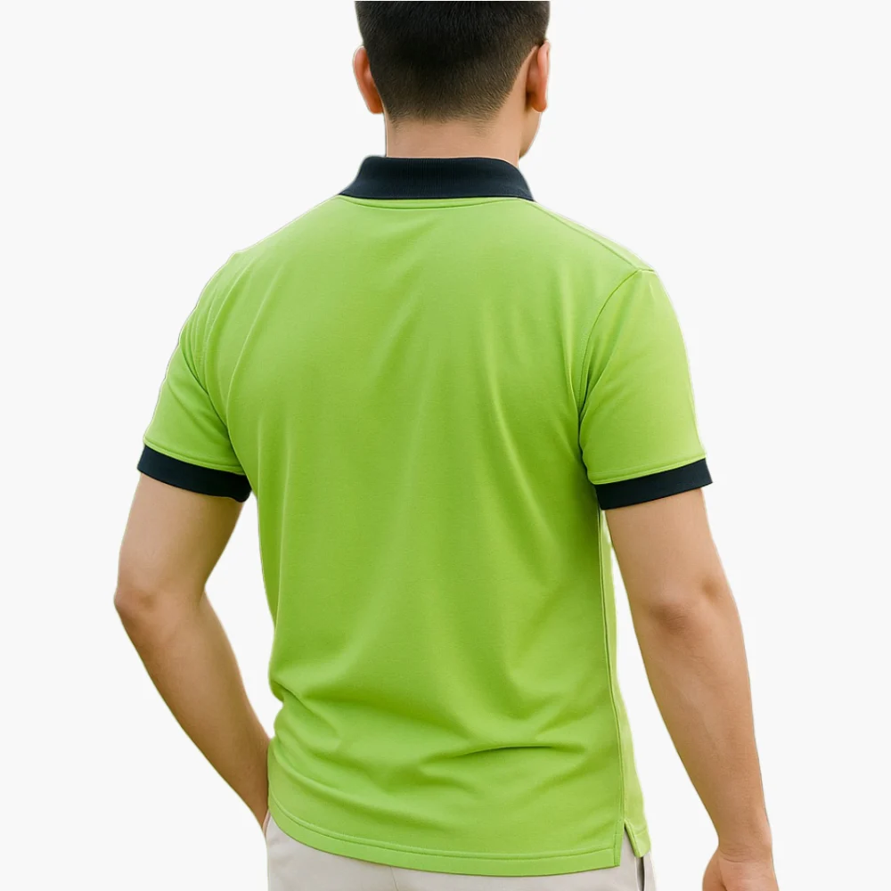 VIBRANT GREEN/NAVY CONTRAST POLO SHIRT - Image 2