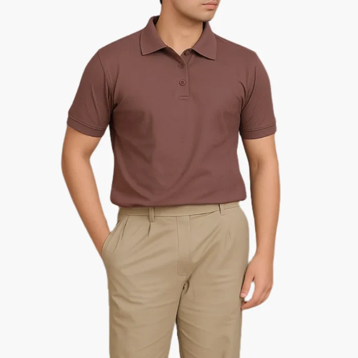 BURNISHED BROWN BASIC POLO SHIRT