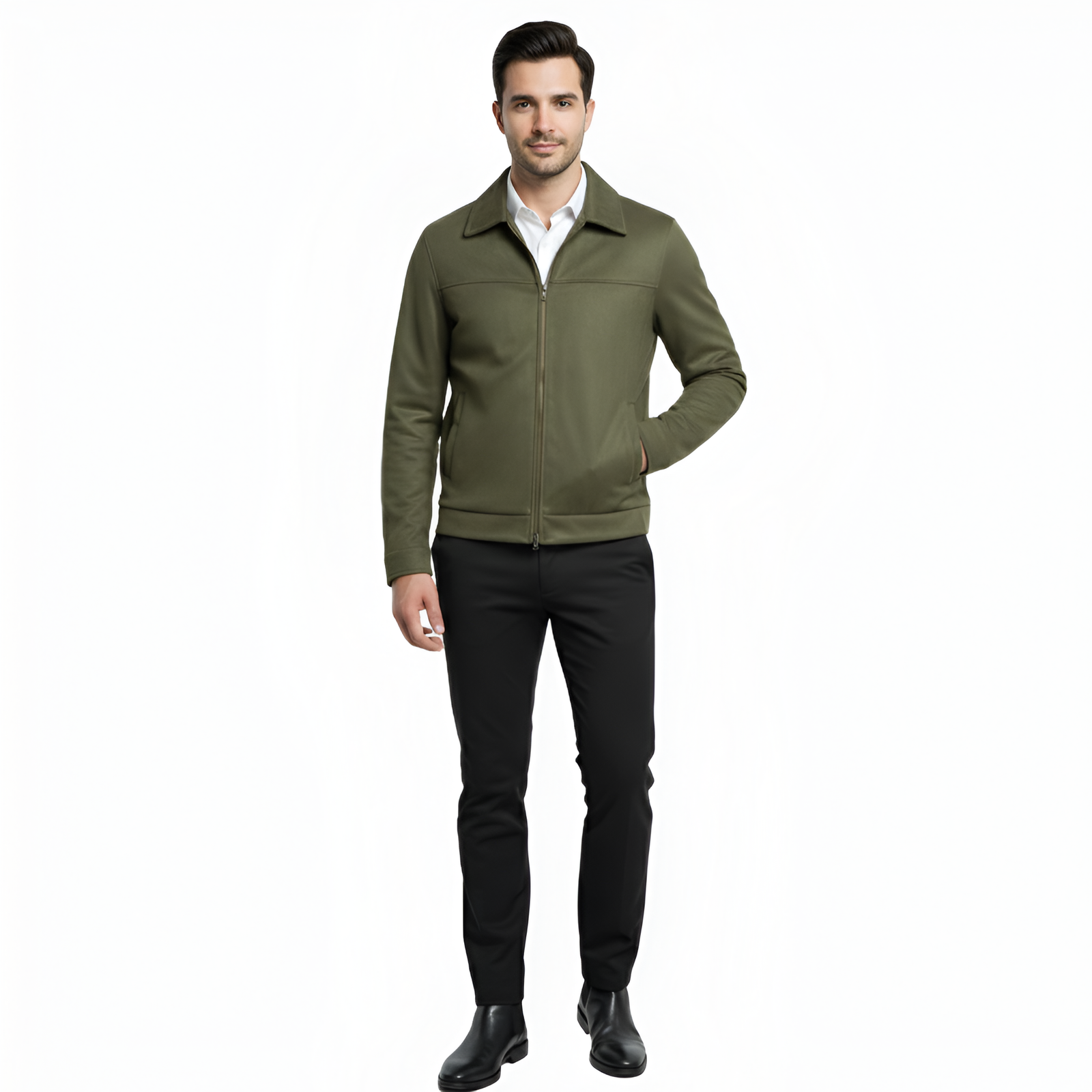 olive green suede jacket