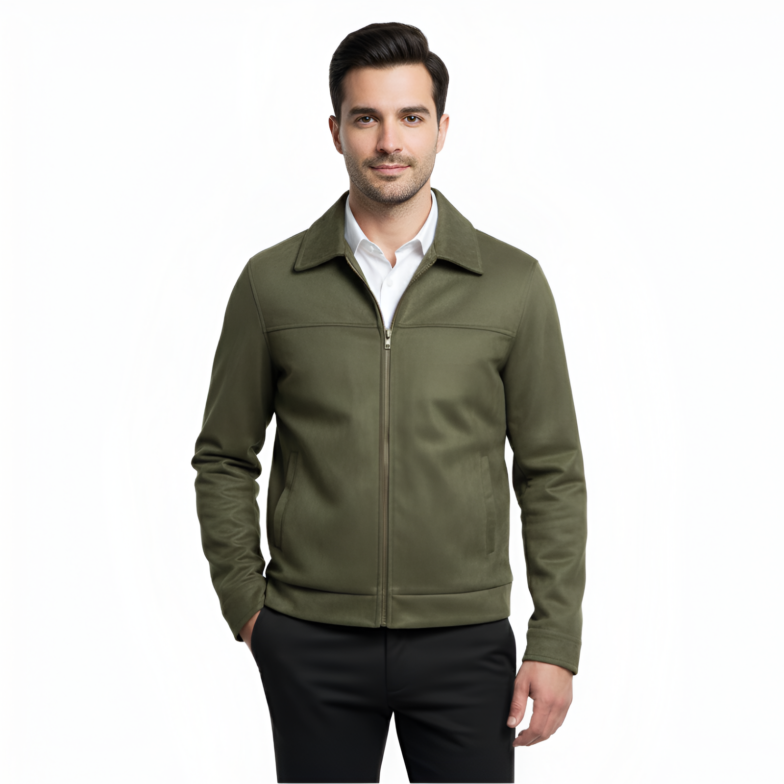 olive green suede jacket