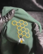 Dark Green T-Shirt for Men – Honeycomb & Honeybee Embroidered - Image 3