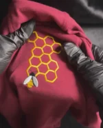 Maroon Honeybee & Honeycomb Embroidered T Shirt for Boys - Image 7