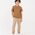 Brown Waffle Knit Polo for Boys