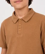 Brown Waffle Knit Polo for Boys - Image 2