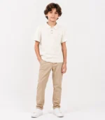 Off-White/Cream Waffle Knit Polo for Boys - Image 3