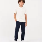 Off-White/Cream Waffle Knit Polo for Boys
