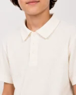 Off-White/Cream Waffle Knit Polo for Boys - Image 2
