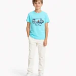 Cyan Beach-in-Bottle Graphic Sticker T-Shirt for Boys