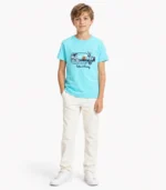 Cyan Beach-in-Bottle Graphic Sticker T-Shirt for Boys