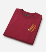 Maroon Honeybee & Honeycomb Embroidered T-Shirt for Boys - Image 3