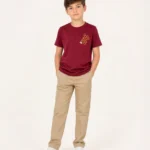 Maroon Honeybee & Honeycomb Embroidered T-Shirt for Boys