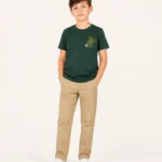 Dark Green Embroidered T-Shirt for Boys