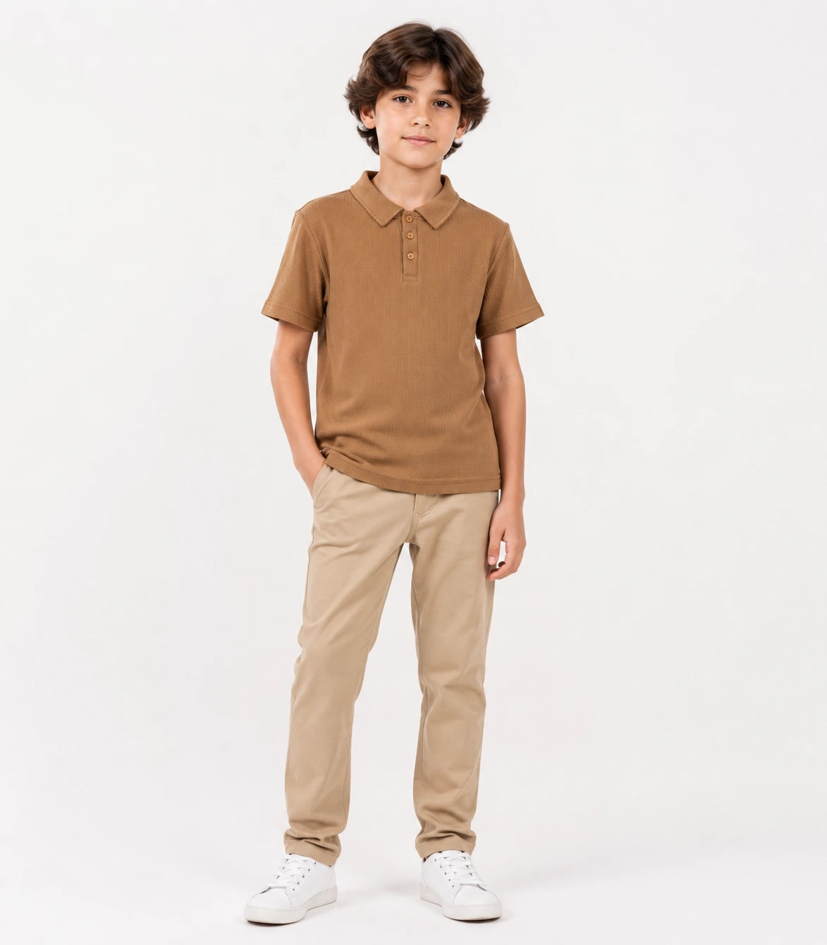 ORD-BOY-TRO-001-1 Khaki Straight Fit Trouser for Boys - Image 1