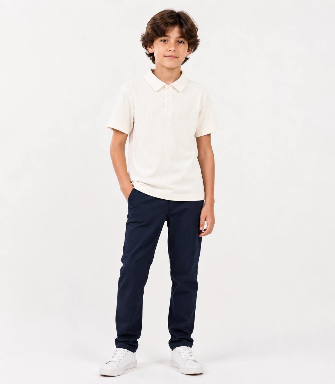 ORD-BOY-TRO-002-2 Navy Blue Straight Fit Stretch Trouser for Boys - Image 1