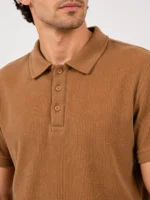 Brown Waffle Knit Polo - Image 2