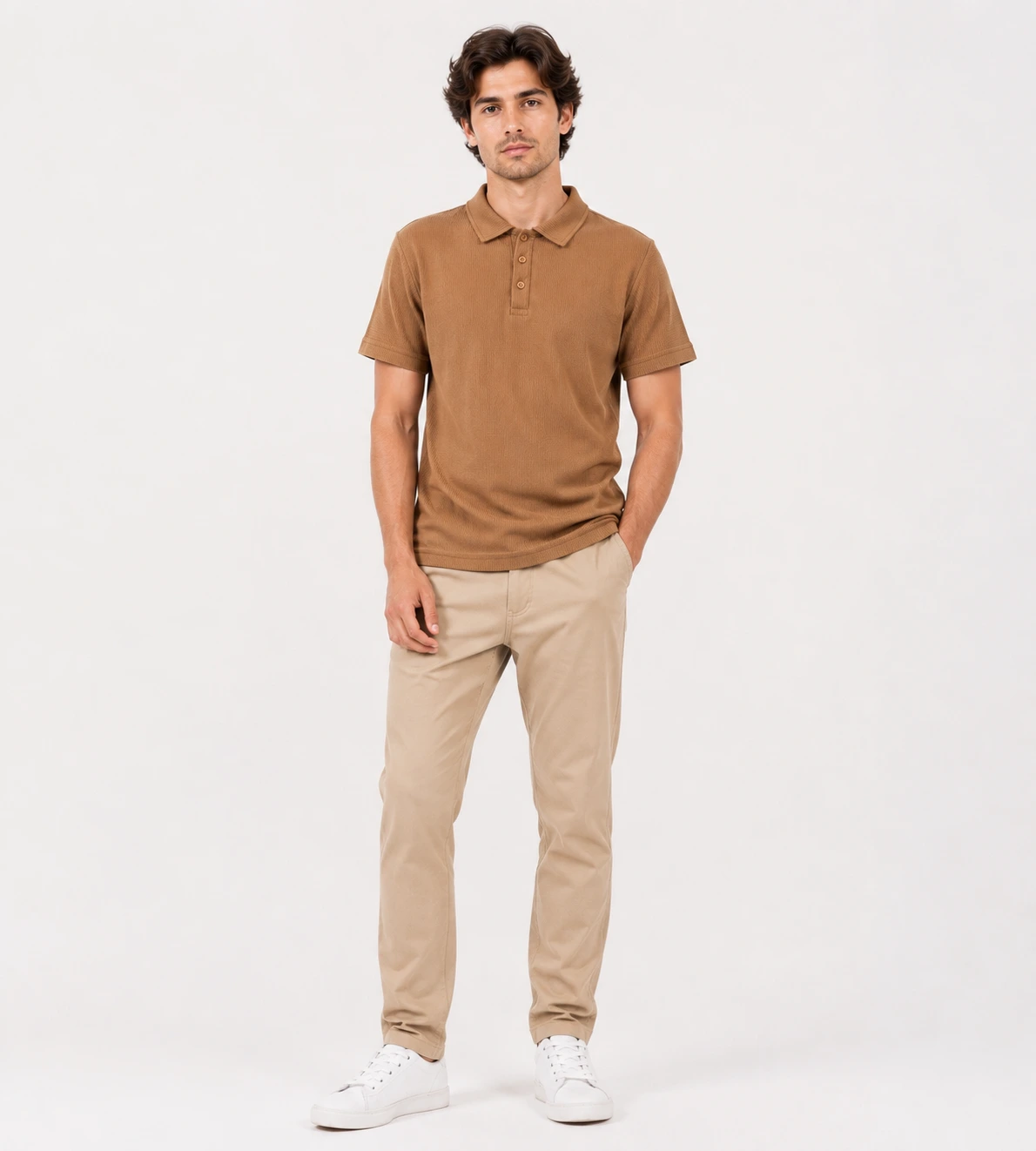 ORD-MNS-TRO-001-2 Khaki Straight Fit Stretch Trouser - Image 1