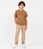 Boys Polo Shirts Pakistan - boy wearing brown waffle knit polo