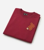 Folded Honeycomb Embroidered T Shirt for Boys in maroon