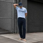 Man wearing Light Blue Graphic T-Shirt for Men Pakistan