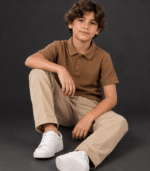 Brown Waffle Knit Polo for Boys - Image 2