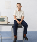 Cream Waffle Knit Polo for Boys - Image 2