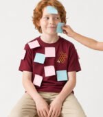 Maroon Honeybee & Honeycomb Embroidered T Shirt for Boys - Image 2