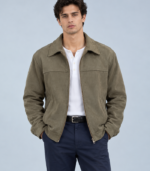 OLIVE SUEDE JACKET
