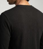 Black Full Sleeves Waffle Henley - Image 3